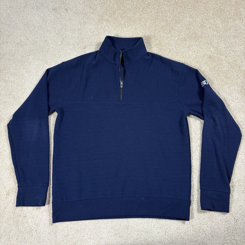 Mercer Mettle Sweater Mens Large Blue Pullover Zip Lightweight Stretch Logo